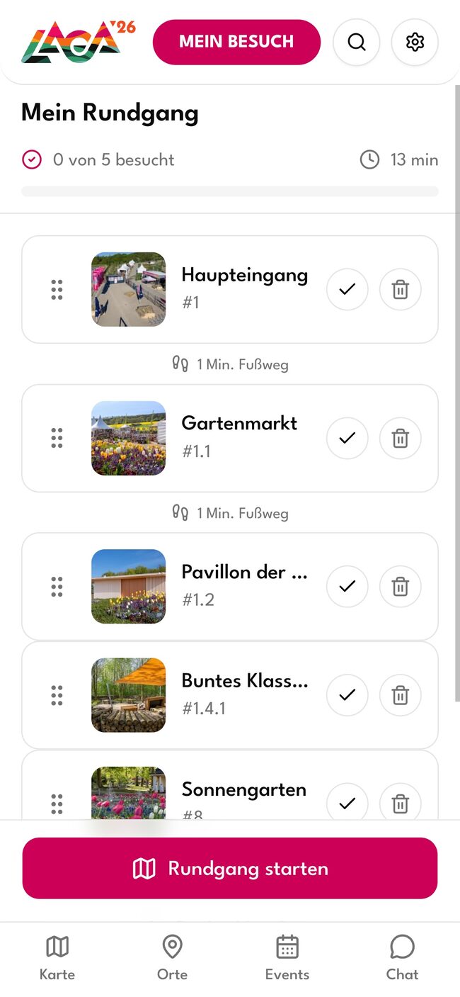Besuchsplanung in der Wordtrail App